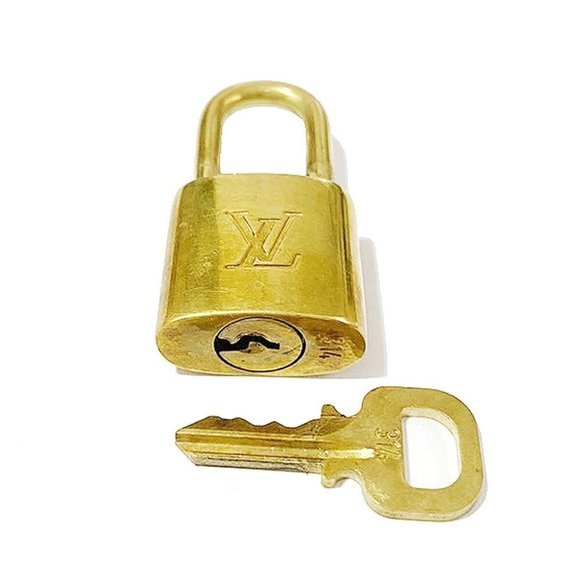 LOUIS VUITTON LV 10 SET PADLOCK KEY CHARM CADENA GOLD-PLATED FRANCE 35MS991 - Picture 3 of 4